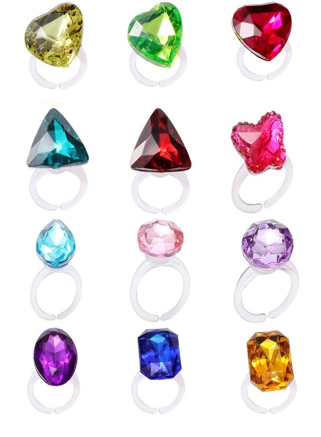 RICHNESS Little Girl Jewel Rings Kids Gift Play Rings in Multiple Shapes and Colors Princess Pretend Play Jewels Box Packed 12pcs … - Image 1